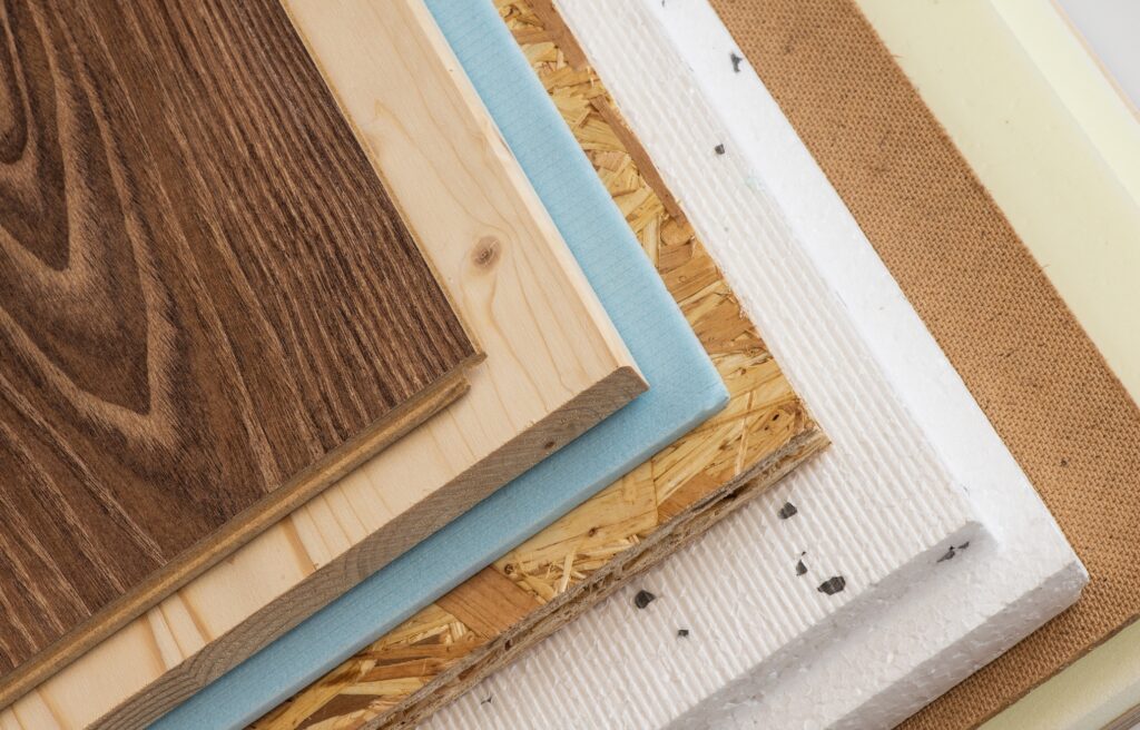Construction materials laid out in a neat collage