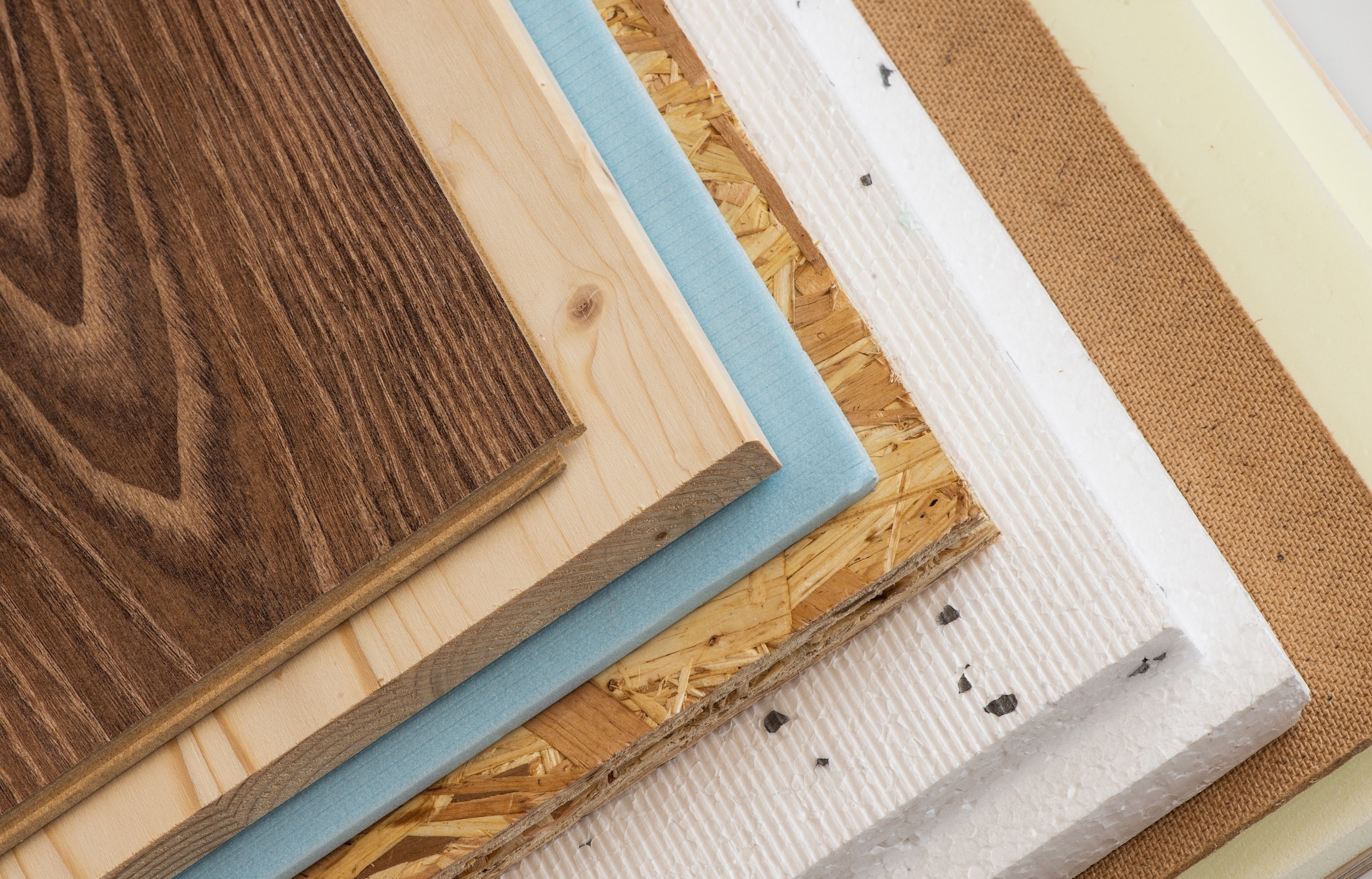 Construction materials laid out in a neat collage