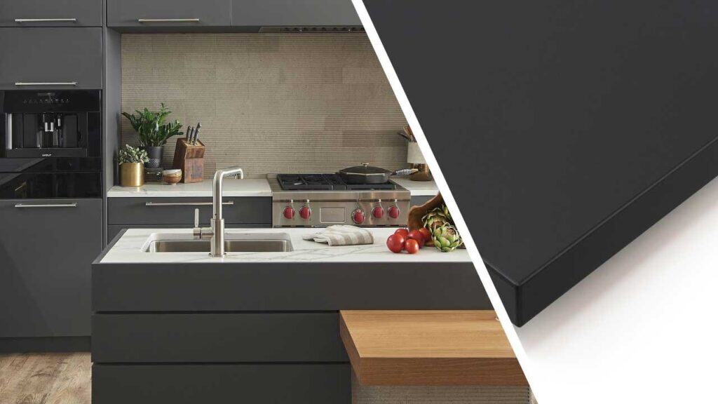 AGT zero glue line edgebanding in super matte kitchen. Image courtesy of RAMS Industries.