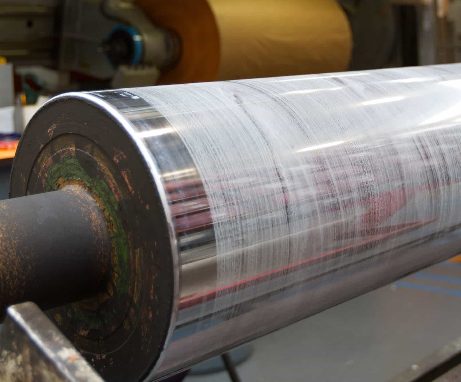 Once the client has approved the design concept, rotogravure cylinder are laser engraved for each stage of the décor print. A woodgrain design may have three, four or five print stages.