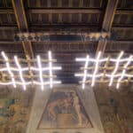 Benesch’s “The Golden Fleece” chandelier for Kaia Lighting, displayed at the Museo Bagatti Valsecchi.