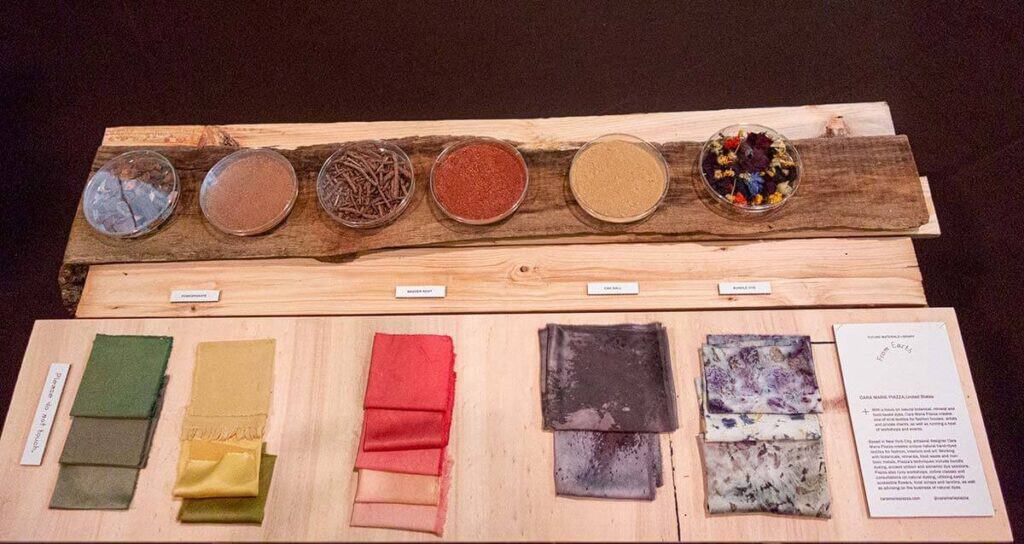 display of natural materials and natural dyed fabrics