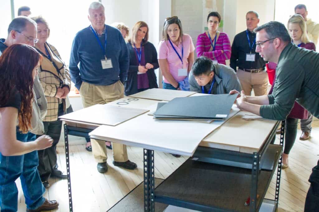 North American Design Director Peter Garlington gets feedback on new trend concepts with furniture industry luminaries during the company's Furniture Days event in 2016.