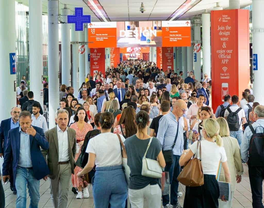 2022 Salone del Mobile Milano exhibit hall crowd