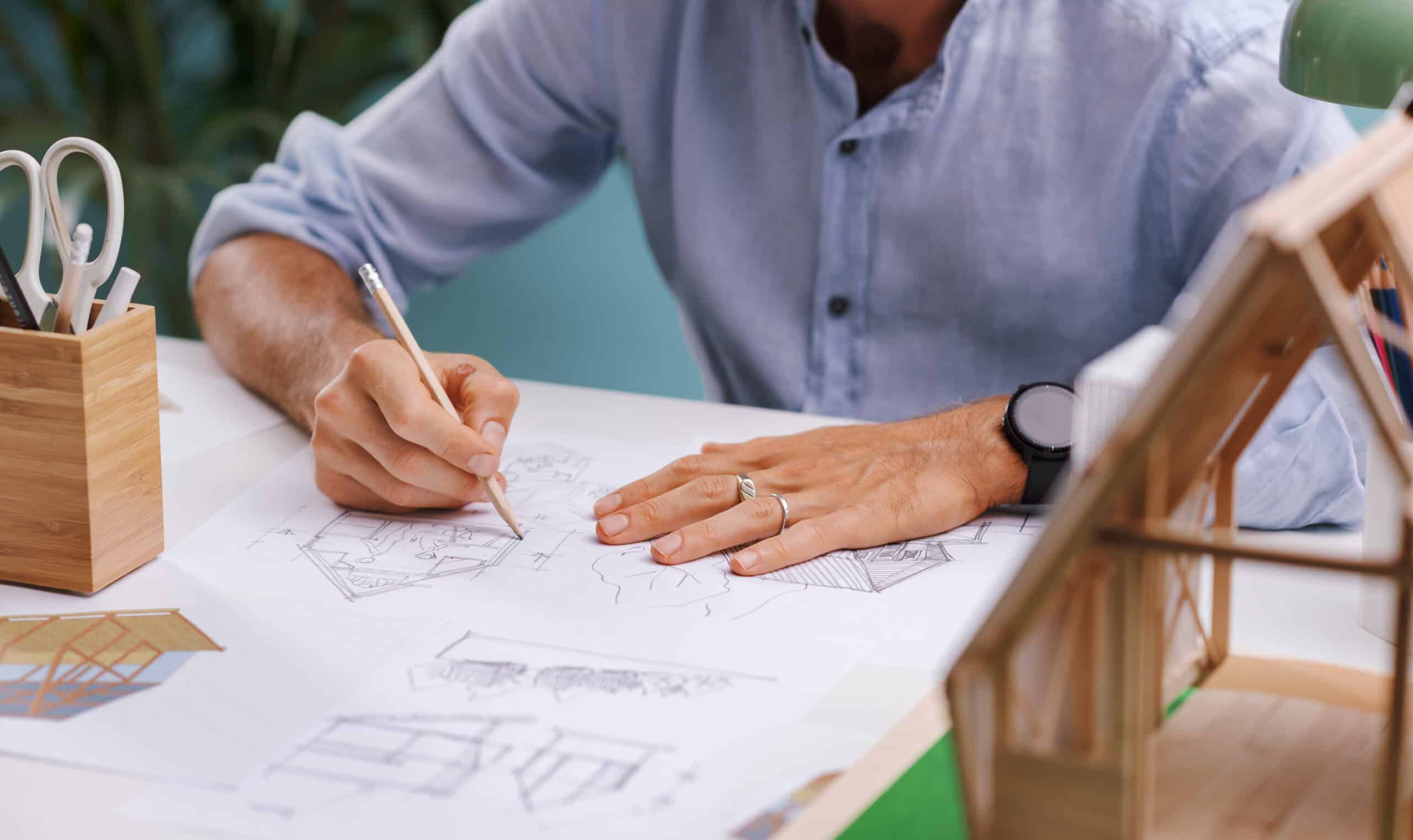 Man working on design plan